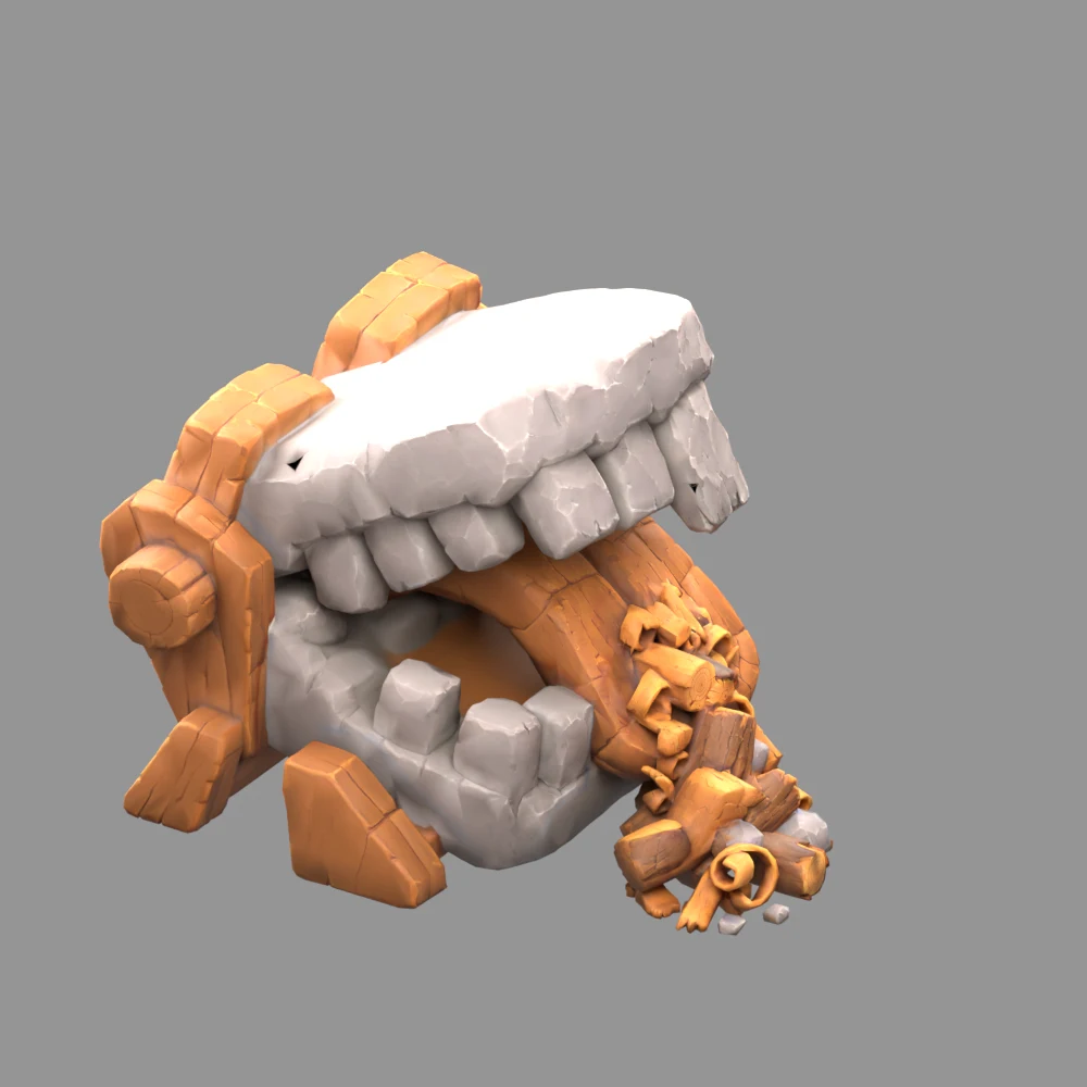 Wood Chucker, a stone mouth chewing wood
