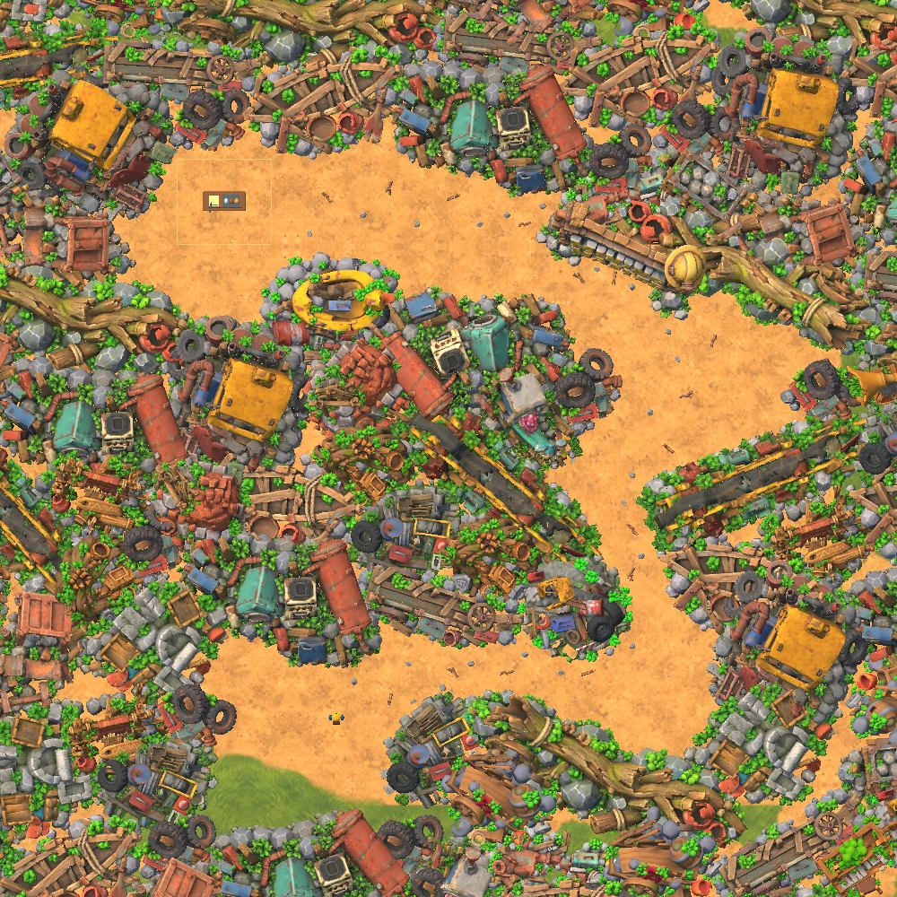 The winding starter yard, loose resources and workbench